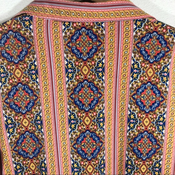 BCBGMaxAzria Retro-inspired boho print lace front collared top - Picture 9 of 15